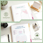 Ospelelf Budget Planner and Monthly Bill Organizer, Spiral Bindding Money Expense Tracker with Pockets & Stickers, 9" X 11" Large Pages for Spacious Writing, Original Fun Colorful Design, 12 Month Financial Notebook Green Floral - Image 5