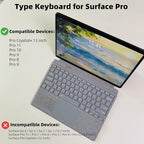 mobee Keyboard for Microsoft Surface Pro Copilot+ (11th Edition) / Pro 11/10 / 9/8 / X, 13 inch, Detachable Type Cover with Touchpad, Pen Holder (Ash) - Image 2