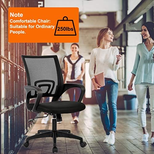 BestOffice Ergonomic Office Chair | Mid-Back Swivel Desk Chair | Black - Image 6