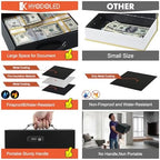 KYODOLED Fireproof Lock Box for Documents, Dual Combination and Key Lock Security with Carrying Handle, Metal Strong Safe Box to Keep Personal Items,Documents, Exterior 12.6" x 8.3" x 3.58", Black - Image 6
