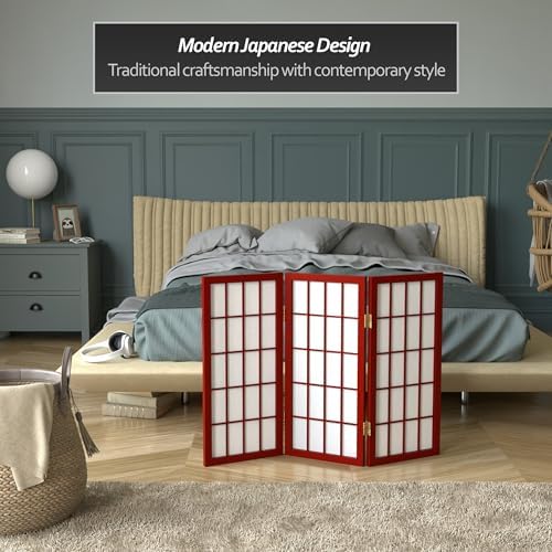 2 ft. Short Desktop Window Pane Shoji Screen - Rosewood - 3 Panels - Image 3