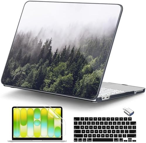 DONGKE Compatible with MacBook Neo 13 Inch Case 2026 A3404 A18 Pro chip & Touch ID, Plastic Hard Shell with Keyboard Cover, Screen Protector & Dust Plugs, Forest by DONGKE