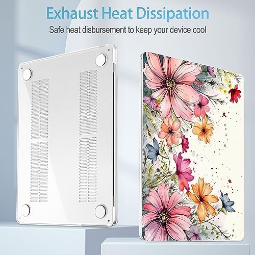 Mektron for 2026/2025/2024/2023 MacBook Air 15 INCH M5 A3448 /M4 A3241 /M3 A3114 /M2 A2941 Case, Printed Plastic Hard Shell Cover with 15.3" Liquid Retina Display Touch ID, Colorful Floral - Image 3