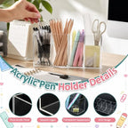 Mototo 3PCS Acrylic Pen Holder Back to School 4 Compartments Pen Organizer - Image 3