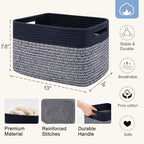 4 Pack Storage Baskets for Organizing, Woven Baskets for Shelves - Perfect for Toys, Books, Towels, and Clothes, Durable Gift Basket Bins Toy Storage, 12.7''L x9''W x7.8''H, Blue and Grey - Image 2