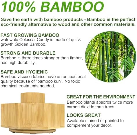 walowalo Bamboo Rotating Art Supply Organizer Caddy Holds 800+ Pencils Spinning Crayon 160 Marker Holder Desk Brush Colored Pencil Storage for Office Classroom Organization Stationary (Larger VER) - Image 4