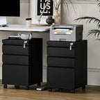 MIIIKO 3 Drawer File Cabinet, Metal Filing Cabinet with Lock Rolling Wheels, Office Storage Under Desk,Deep Drawers for Hanging Legal Letter Fill, Full Assembled Except Casters - Image 2