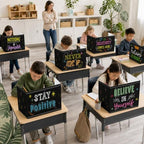 24 PCS Bulk Privacy Shields for Student Desk Blackboard Testing Dividers Motivational Words Desk Privacy Shield Study Boards Panel Partition Folder for Back to School Classroom Teacher Supplies - Image 4