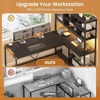 SEDETA L Shaped Computer Desk with Storage Shelves and Bookshelf, Black - Image 5