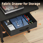 YAOHUOO 22"x15" Large Printer Stand with Drawer, 2-Tier Rolling Table Cart - Image 6