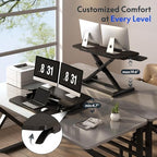 FLEXISPOT Standing Desk Converter 42", Extra Large Ergonomic Height Adjustable Sit Stand Desk Riser, Spacious Computer Workstation with Wide Keyboard Tray, Black - Image 6