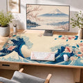 Cherry Blossom Japanese Wave XXL Gaming Mouse Pad 48"x24",Extended Desk Mat by HOME