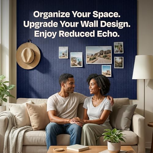 X-Large Cork Board Alternative 12-Pack Felt Bulletin Board Thick and Decorative Pin Board for Home Office Walls 47.24 x 35.43 Inches with 72 Adhesive Tabs - [Denim Blue] - Image 4