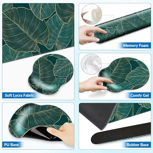 Desk Mat Set Keyboard and Mouse Pad with Wrist Rest Support - Image 5