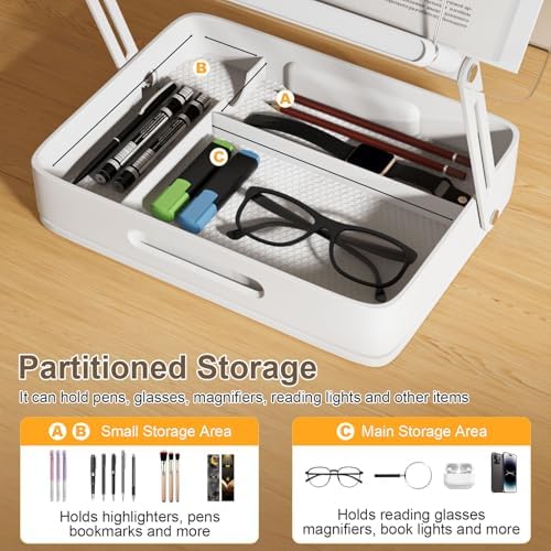 Book Holders for Reading, 360°Rotating Acrylic Book Stand with Storage Pen Slot, Foldable Desktop Riser Laptop Stand, Adjustable Book Reading Stand with Page Clips for Desk, Recipe, Cookbook Stand - Image 6