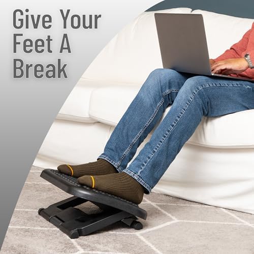 Mind Reader Foot Rest, Under Desk at Work, Ergonomic, Height Adjustable, Office, Plastic, 17" L x 13" W x 6.25" H, Set of 2, Black - Image 6