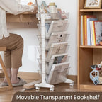 5 Tier Rolling Book Cart Multi-Functional Movable Storage Bookshelves - Image 2