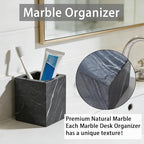 Natural Marble Toothbrush Holder: Pen Holder - Makeup Brush Holder - Marble Organizer for Vanity- Cup for Bathroom - Office & Home Utensil Holder - Desk Organizer - Dark Gray - Image 2