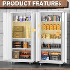 INTERGREAT Metal Garage Storage Cabinet with Wheels, Rolling Storage Cabinet with Locking Doors and 4 Adjustable Shelves,- 73" Steel Tool Cabinet for Home Office,Garage,Warehouse，White - Image 5