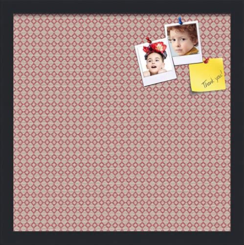 PinPix 16x16 inch Cork Bulletin Board. This Decorative Framed Pin Board Comes with Diamond Pattern in Pink and Beige Design and Satin Black. Ideal for Home, Office Decor or School (PinPix-290) by PinPixBulletinBoards