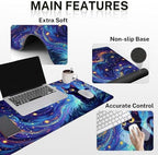 Arttown Keyboard Mouse Pad Set, 4 in 1 Desk Mat Set Cat Galaxy - Image 3