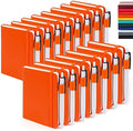 feela 15 Pack Pocket Small Notebooks Bulk, Mini Cute Notepads Hardcover College Ruled Lined Journals with Pen Holder for School Business Memos, with 15 Black Pens, 3.5”x 5.5”, A6, Orange by feela