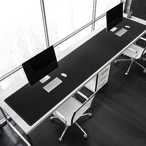 MAIDERN 70.8”x 15.7” Leather Desk Pad, Large Desk Mat, Cork & Leather Large Mouse pad for Desk, Waterproof Computer Desk Pad for Gaming Home Office (Black) - Image 4
