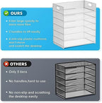 Marbrasse 6 Tier Paper Organizer Letter Tray - Mesh Desk File Organizer with Handle, Paper Sorter for Letter/A4 Office File Folder Holder - White - Image 2