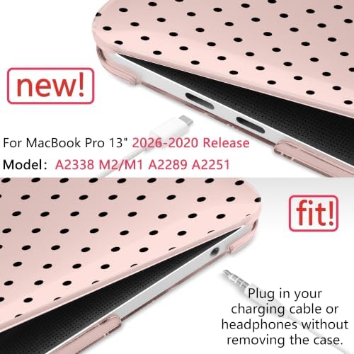 DONGKE Case for MacBook Pro 13 Inch (2026-2020 Models A2338 M2 M1/A2251/A2289), Chalk Pink Polka Dots Hard Shell Case with Keyboard Protector, Compatible with Retina Display and Touch Bar - Image 3