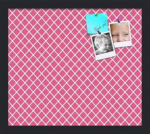 PinPix 16x14 inch Cork Bulletin Board. This Decorative Framed Pin Board Comes with Diamond Pattern in Hot Pink Design and Satin Black. Ideal for Home, Office Decor or School (PinPix-302) by PinPixBulletinBoards