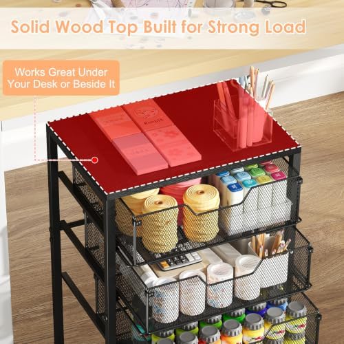 Sbanmao Rolling Storage Cart with Drawers, 4 Drawers Storage Cart, Black - Image 4