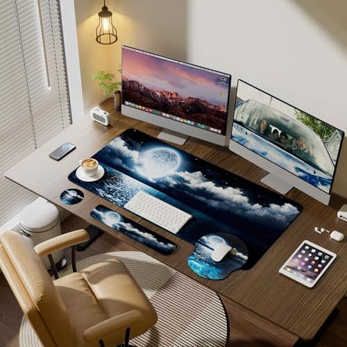 Desk Mat Set Keyboard and Mouse Pad with Wrist Rest Support - Image 4