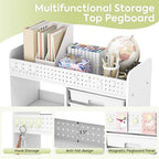 Rolling Craft Cart with 6 Drawers, Pegboard and Locking Wheels White - Image 4