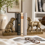 Decorative Bookends for Shelves, Labrador Dog Book Ends for Heavy Books, Lab Dog Statues Bookends for Heavy Books with Anti-Slip Base Book Holders for Home Office Decor (Gold) - Image 2