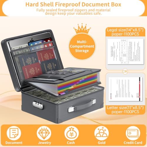 DocSafe 6400°F Fireproof Document Box with Lock, 10 Layers Heat Insulated - Image 5