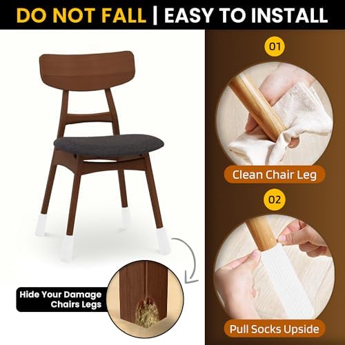 IAMZAY Chair Leg Socks 48 Pcs White Furniture Leg Covers Floor Protectors - Image 6