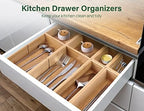 Kootek 6Pcs Bamboo Drawer Organizer 3-Size Kitchen Storage Box for Flatware - Image 6