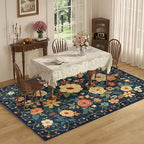 DUKINO 5x7 Area Rug Floral Washable Rug for Living Room Non Slip, Navy Blue - Image 5
