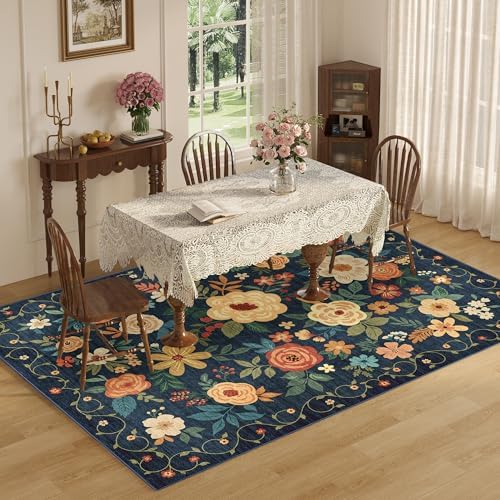 DUKINO 9x12 Area Rug for Living Room, Washable Rug Non Slip, Navy Blue - Image 5
