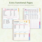 Ospelelf Budget Planner and Monthly Bill Organizer, Spiral Bindding Money Expense Tracker with Pockets & Stickers, 9" X 11" Large Pages for Spacious Writing, Original Fun Colorful Design, 12 Month Financial Notebook Green Floral - Image 6