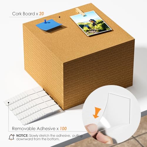 MaxGear 60" x 48" Large Cork Board for Wall, 20 Pack 12" x 12" Tiles - Image 2