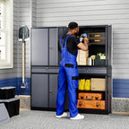 Yizosh Metal Garage Storage Cabinet with Locking Doors and Adjustable Shelves, 71" Steel Tool Storage Cabinet with 1 Drawer for Garage,Office,Warehouse (Gray Black) - Image 2
