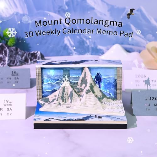 3D Memo Pad, 3D Calendar 2027, Time Piece Calendar, Tear-Off Calendars 2027, 3D Paper Carving Art Memo Pad, Art Carving Sticky Notes for Office Home Gifts Ornaments (Mount Everest) - Image 2