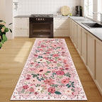 DUKINO 2x6 Runner Rug for Hallway, Washable Kitchen Rugs Non Slip, Pink by DUKINO