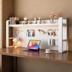 Desk Shelf - Includes a Pegboard and a Free 31-Piece Storage Accessory Set, Desk Hutch, Adjustable Hutch for Home Office Dorm (2-Tier White Frame + White Board 37.4×9.8×26") by Unknown