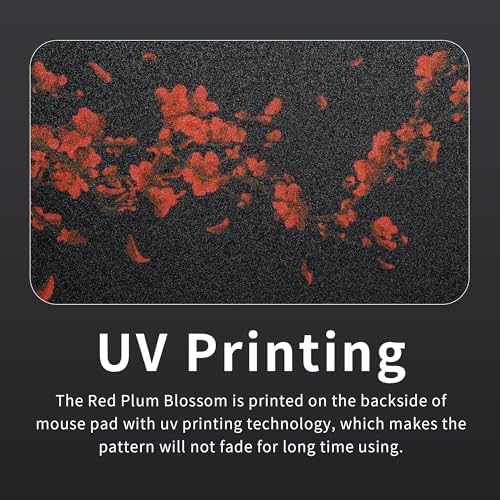 XVX Glass Gaming Mousepad, Black Plum Blossoms Hard Mouse Pads for Gaming, Professional Large Mouse Mat 16.2" x 12.2", Special Glass Surface with Improved Precision and Speed - Image 3