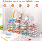 DOMNIU Acrylic Makeup Drawer Storage Organizer with 24 Drawers, 4 Set - Image 6