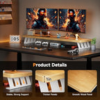 Dual Monitor Stand Riser, 39 Inch Large Wood Monitor Stands for 2 Monitors - Image 2