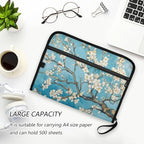 13 Pockets Expanding File Folder with Zipper Closure, Van Gogh Art Japanese Flower Accordion File Folder with Sticky Labels, Letter Size A4 Papers Expandable File Document Organizer - Image 6