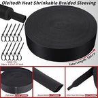 Oleitodh 100 ft 1 in 2:1 Heat Shrink Braided Sleeving, Black - Image 2